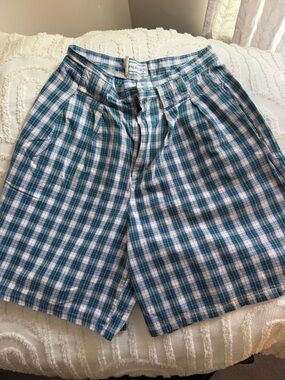 Vintage Palmettos! Blue & Green Plaid Women’s Bermuda Shorts